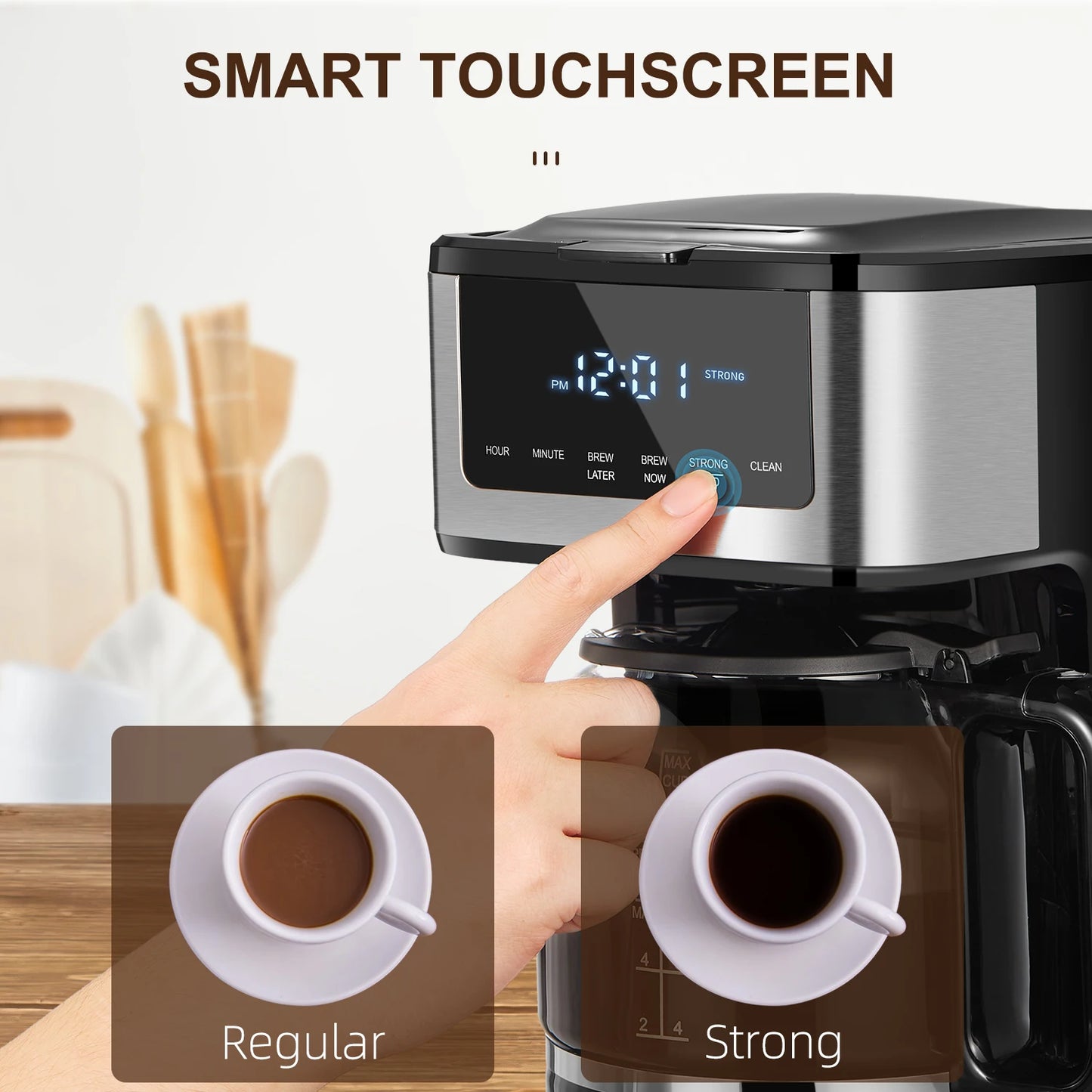 Programmable Coffee Machine with Iced Coffee Function, Touch Screen