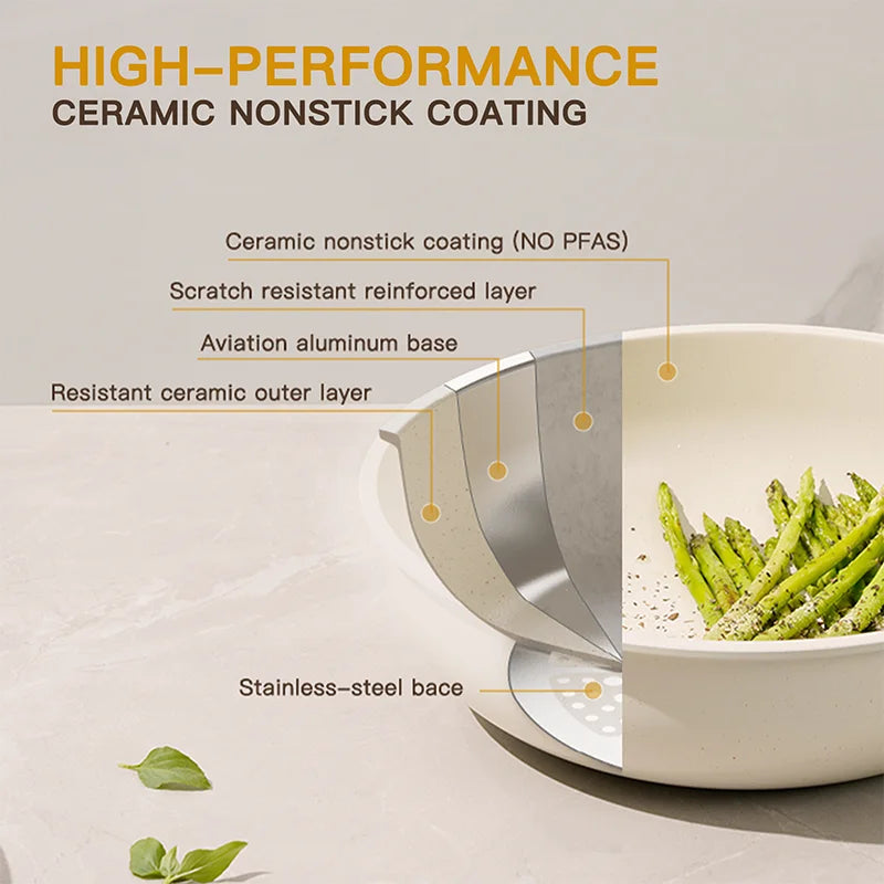 21 Piece Pots and Pans Set Non-Stick, Ceramic Cookware Set