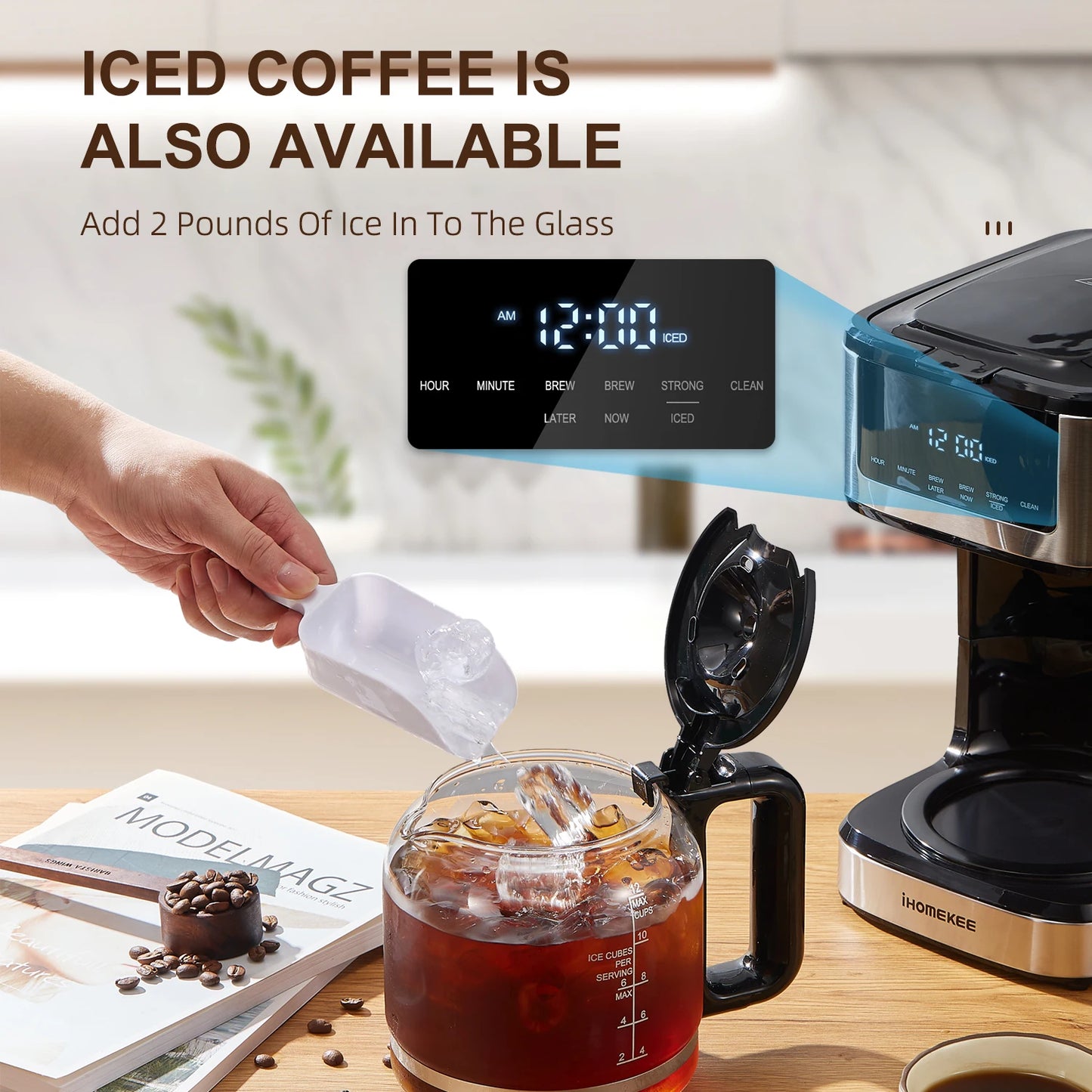 Programmable Coffee Machine with Iced Coffee Function, Touch Screen