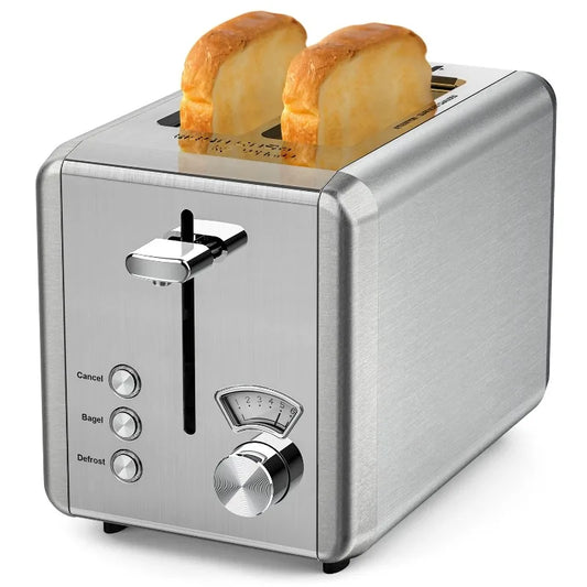 2 Slice Toaster - Stainless Steel Toaster with Wide Slot Removable Crumb Tray